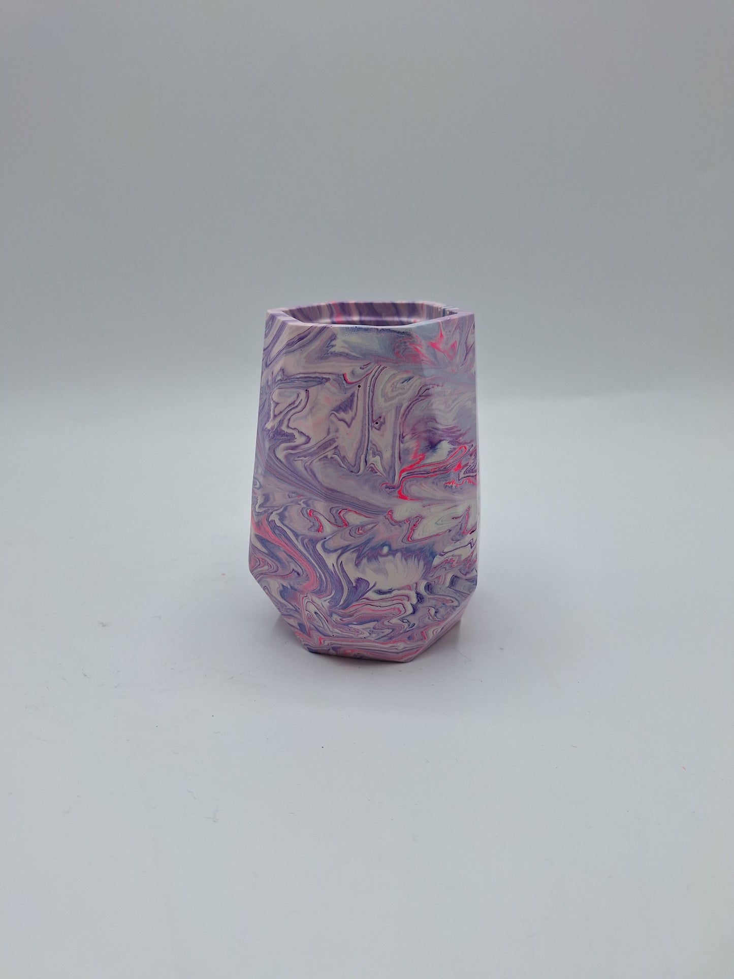 Spire Large Hexagon Jesmonite Trinket Pot in Psychedelic