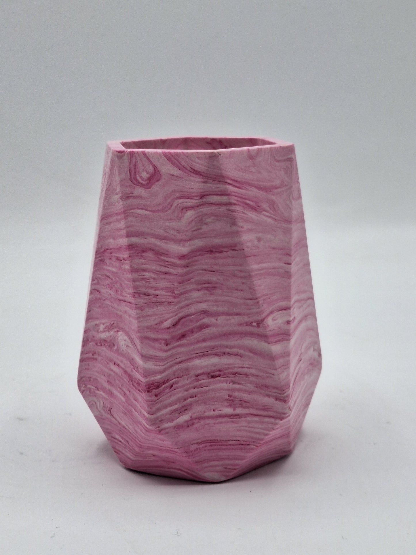 Spire Large Hexagon Jesmonite Trinket Pot in Pink