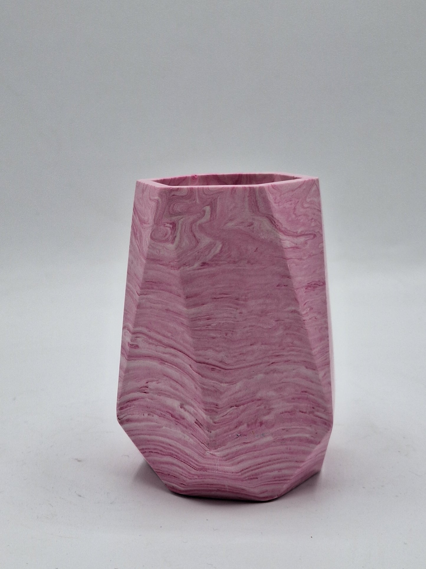 Spire Large Hexagon Jesmonite Trinket Pot in Pink