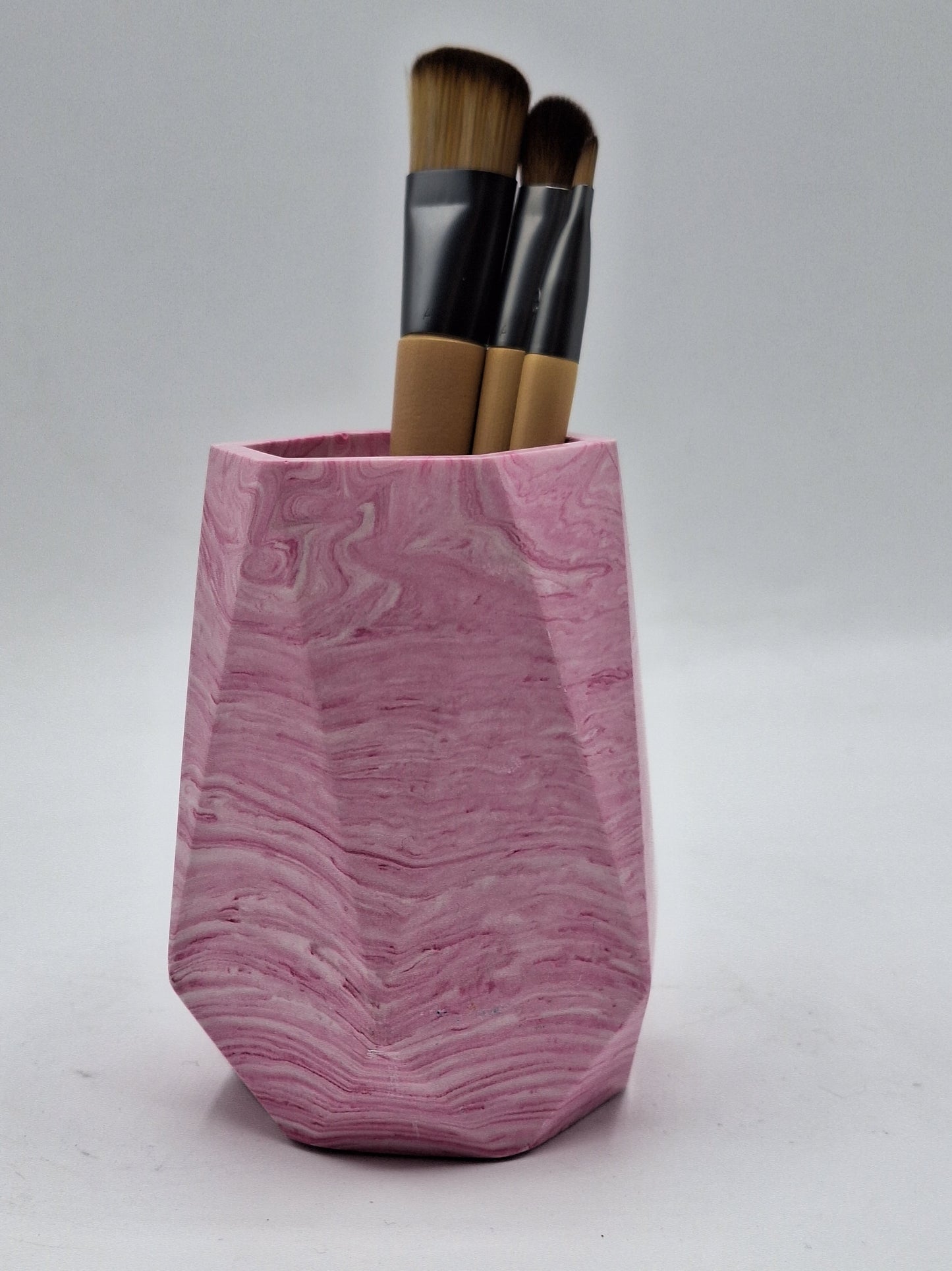 Spire Large Hexagon Jesmonite Trinket Pot in Pink