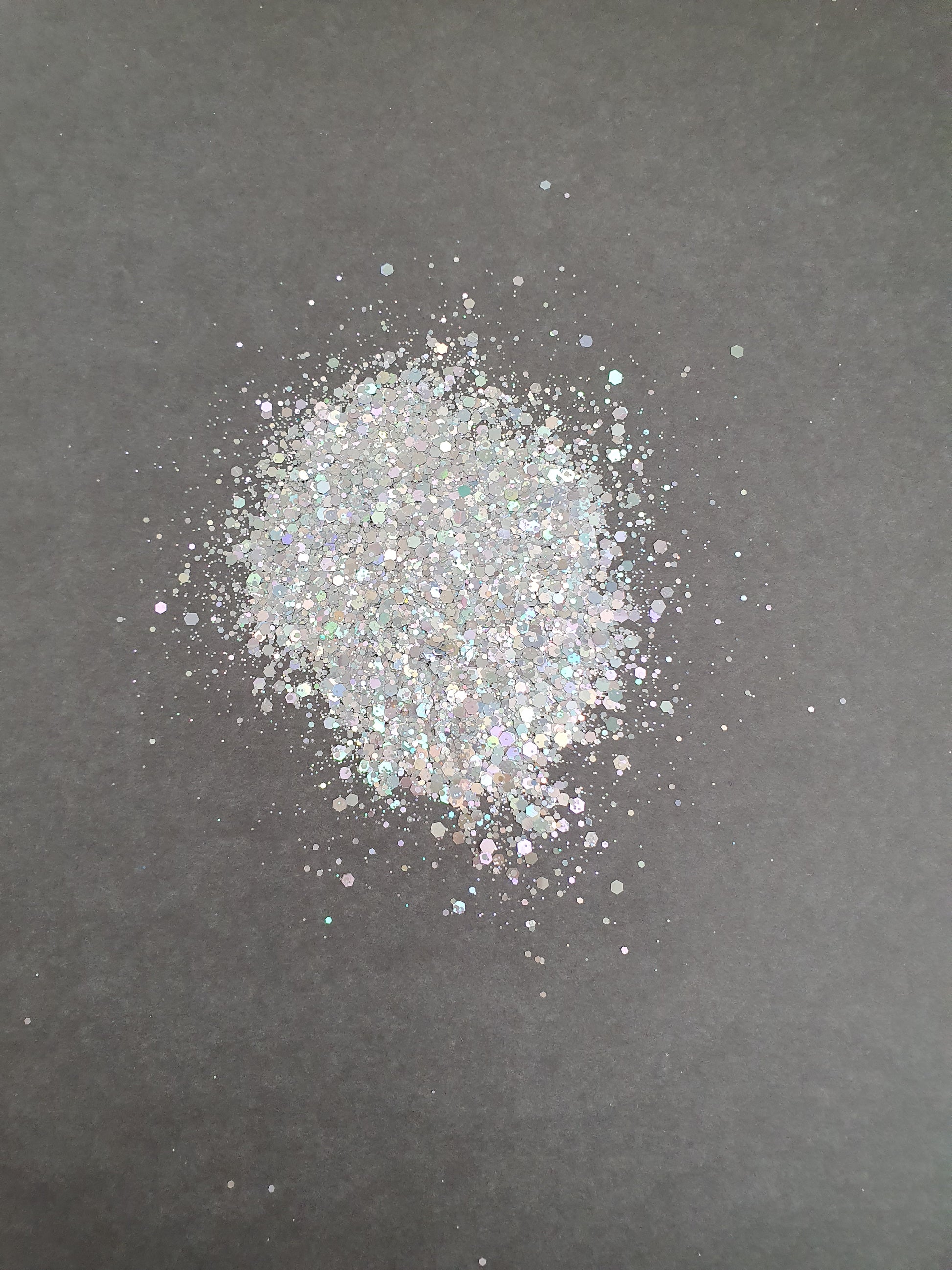 Silver hexagonal chunky holographic glitter