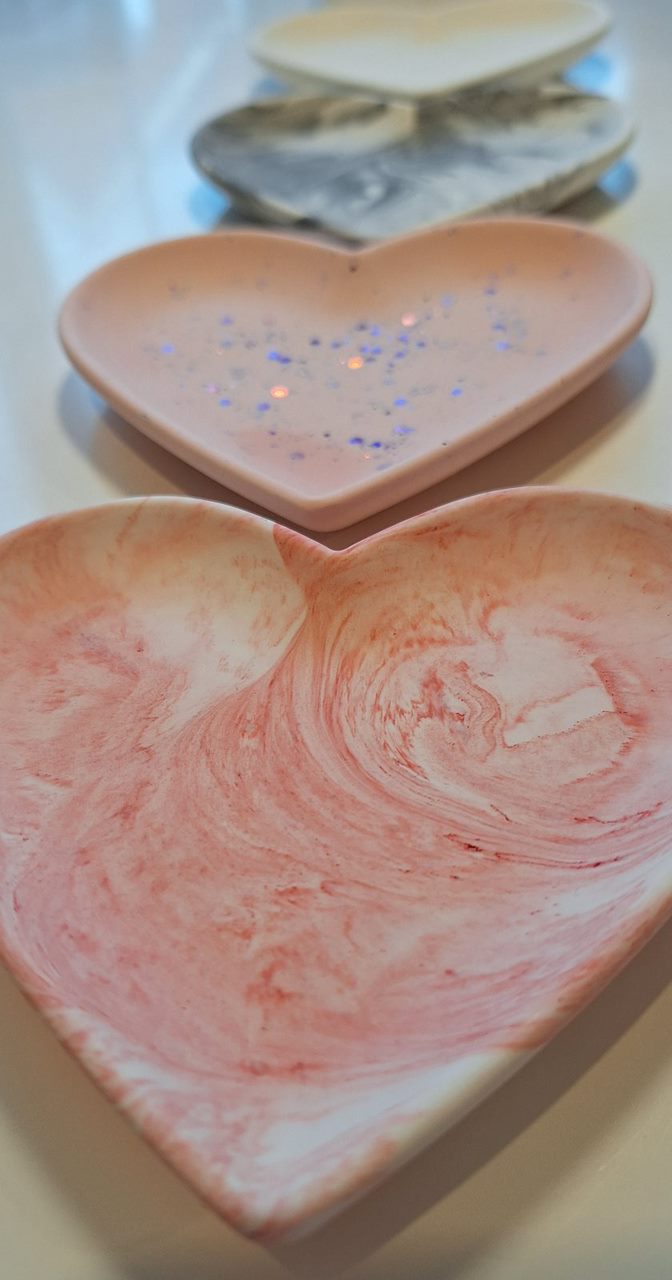 Eco Resin (Jesmonite)  Heart Tray Craft Box