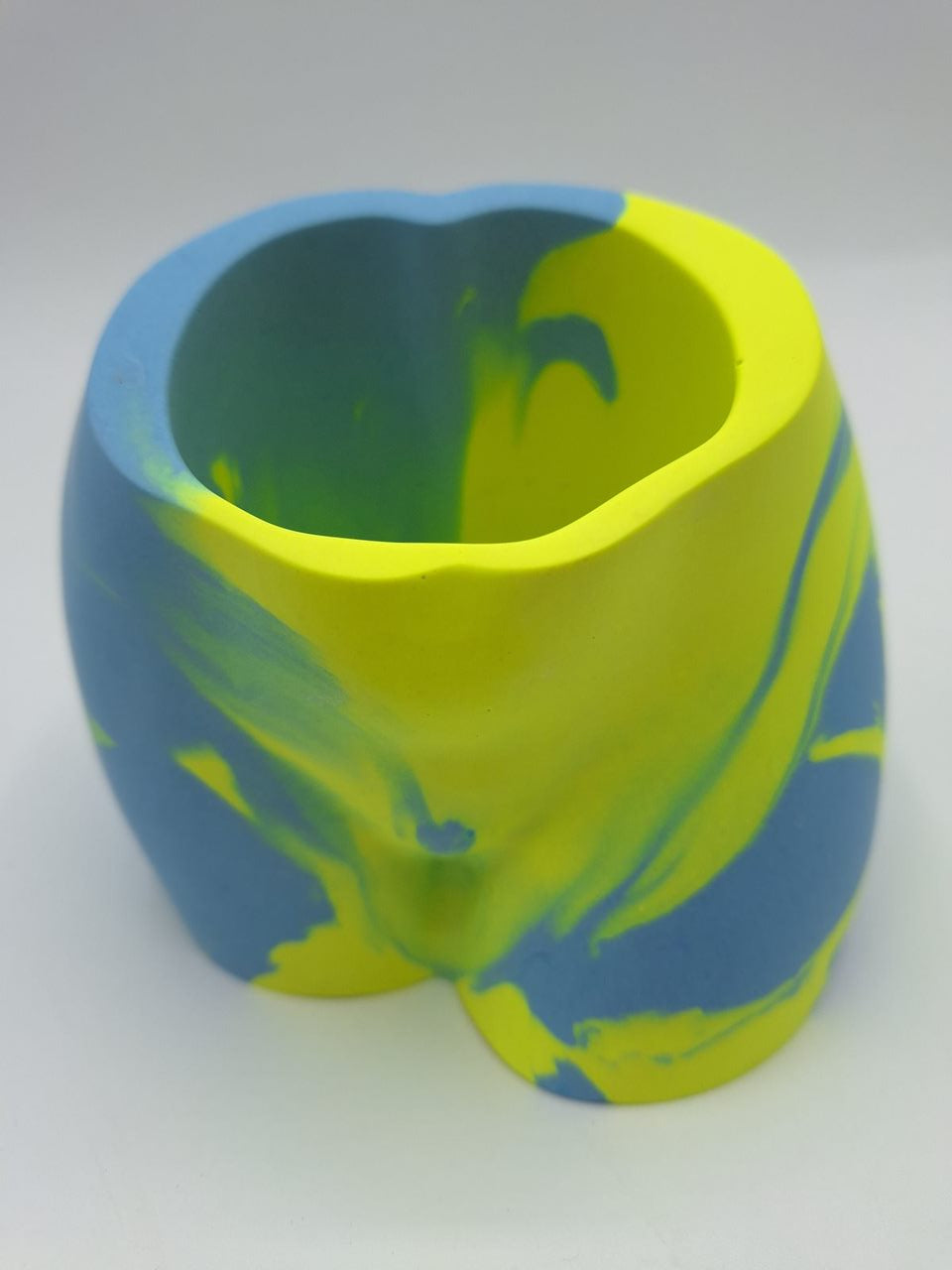 Creek Jesmonite Bum Pot Neon Yellow and blue