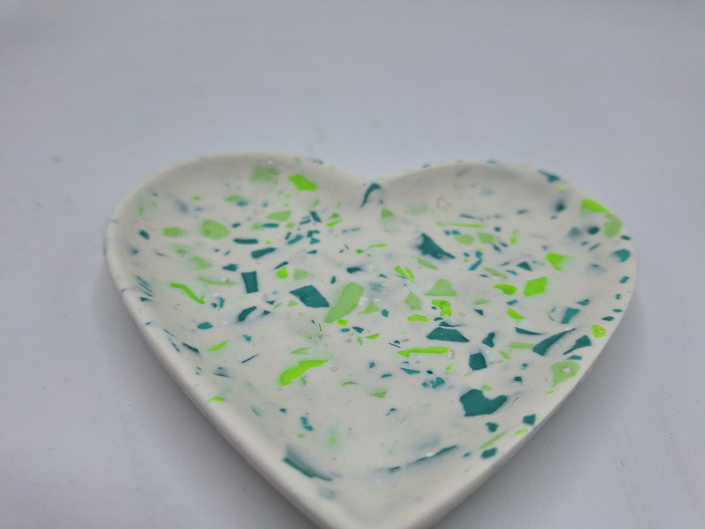 Jesmonite Heart Green Terrazzo Trinket Dish