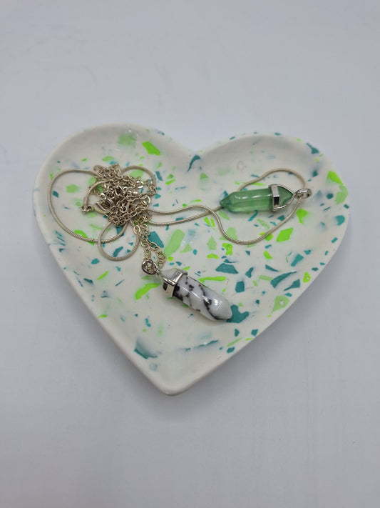 Jesmonite Heart Green Terrazzo Trinket Dish