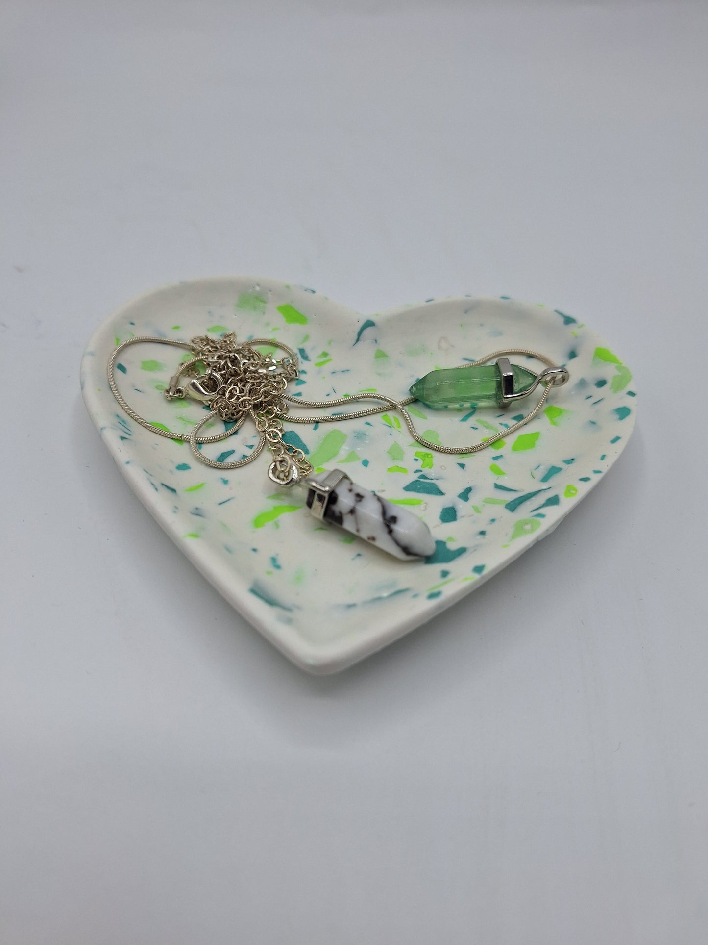 Jesmonite Heart Green Terrazzo Trinket Dish