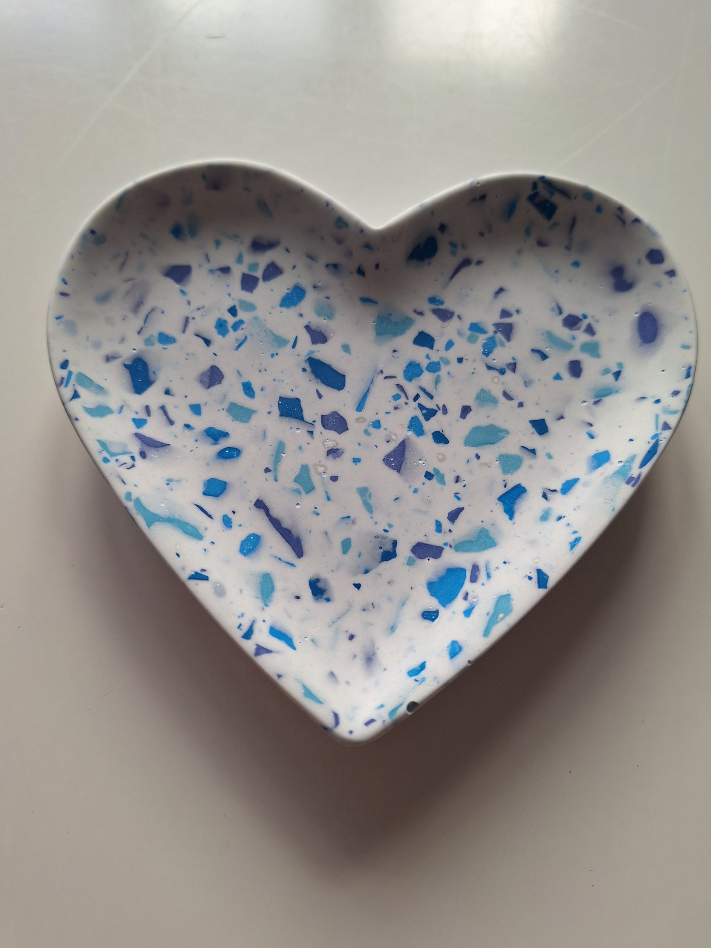 Jesmonite Heart Blue Terrazzo Trinket Dish