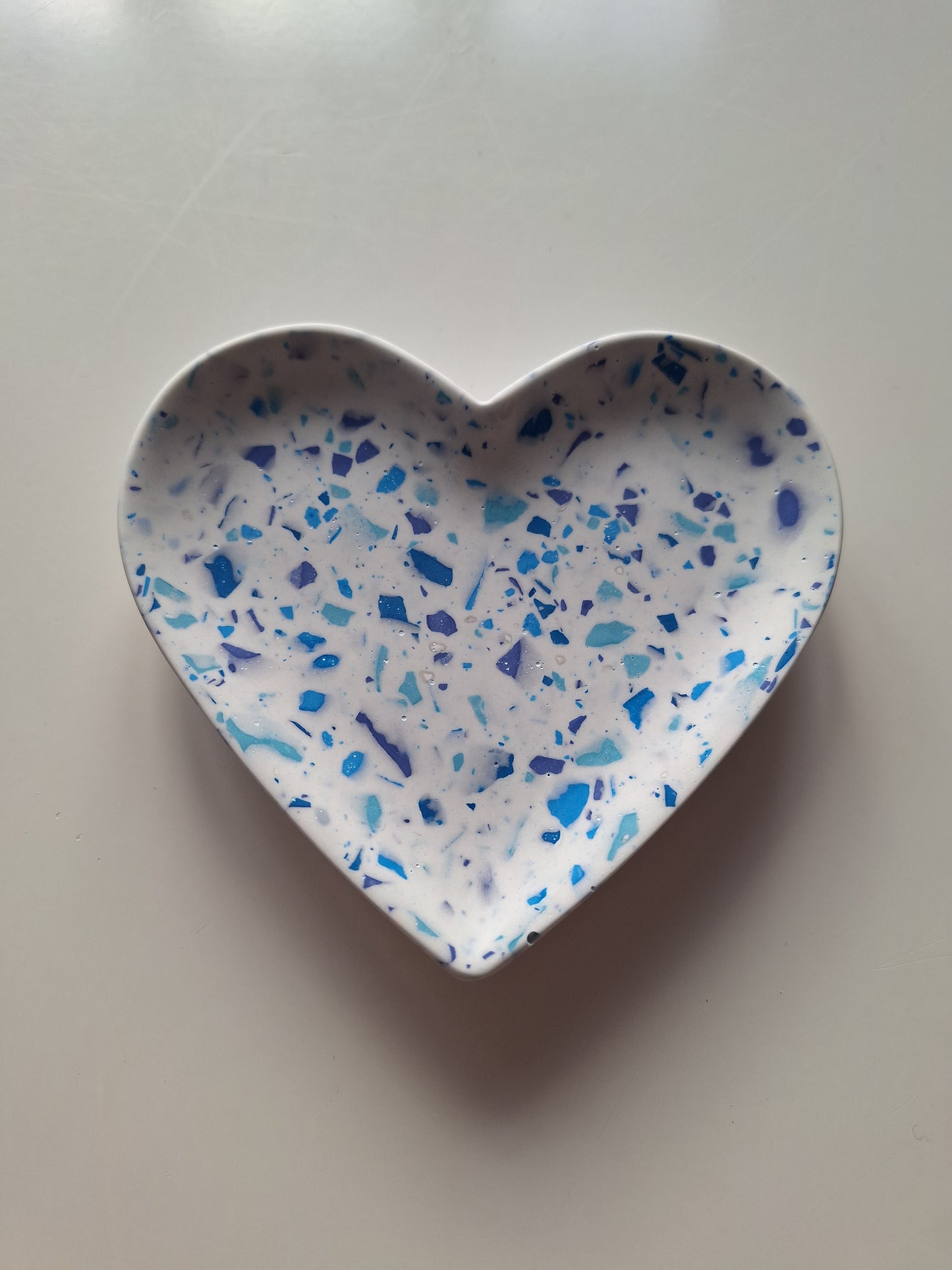 Jesmonite Heart Blue Terrazzo Trinket Dish