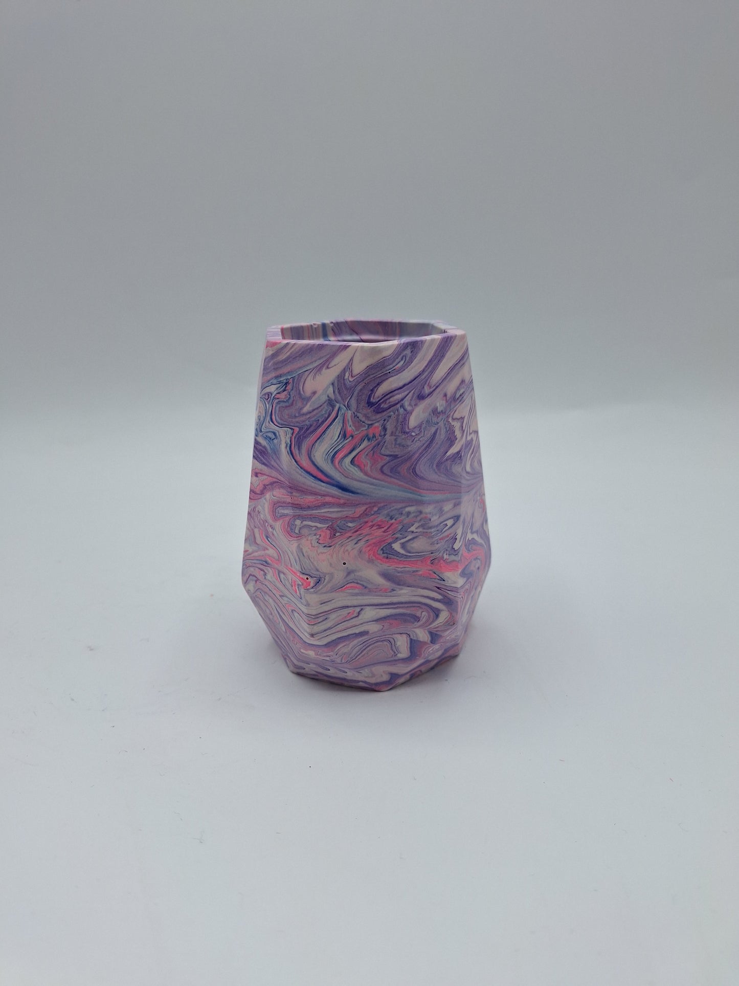 Spire Large Hexagon Jesmonite Trinket Pot in Psychedelic