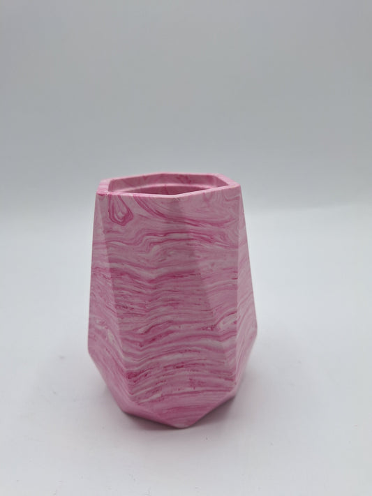 Spire Large Hexagon Jesmonite Trinket Pot in Pink