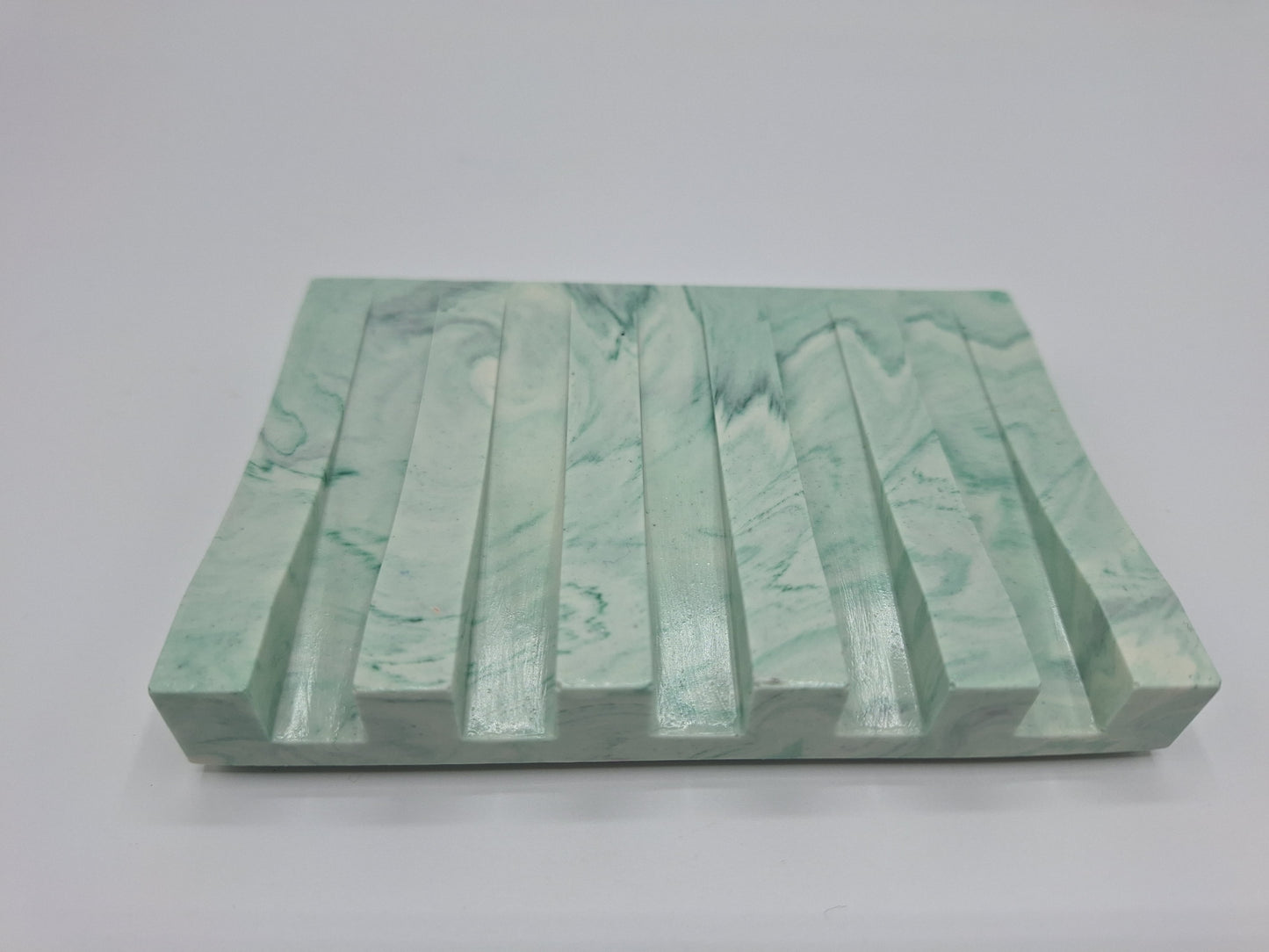 Triumph Jesmonite Angled Soap Dish in Green Marble