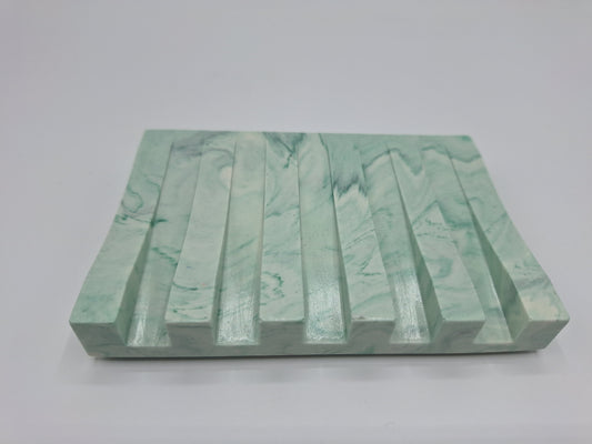 Triumph Jesmonite Angled Soap Dish in Green Marble