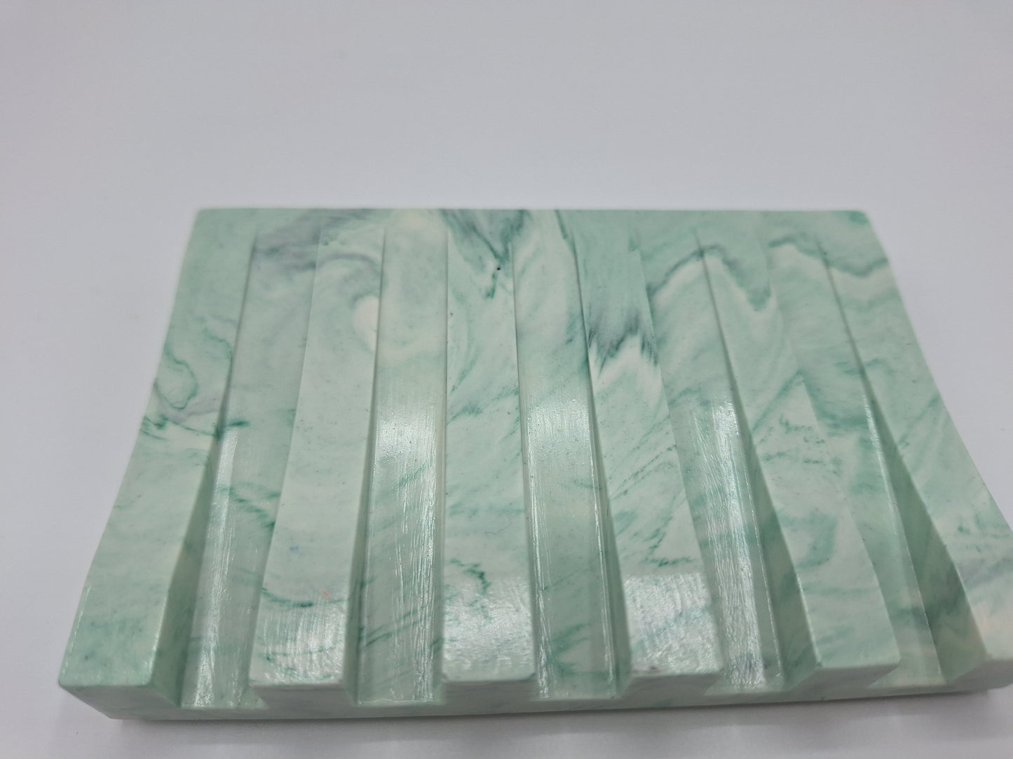 Triumph Jesmonite Angled Soap Dish in Green Marble