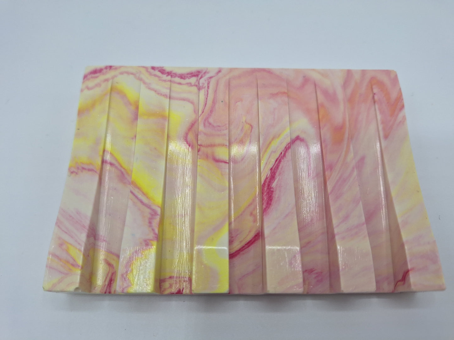 Triumph Jesmonite Angled Soap Dish in Pink and Yellow Marble