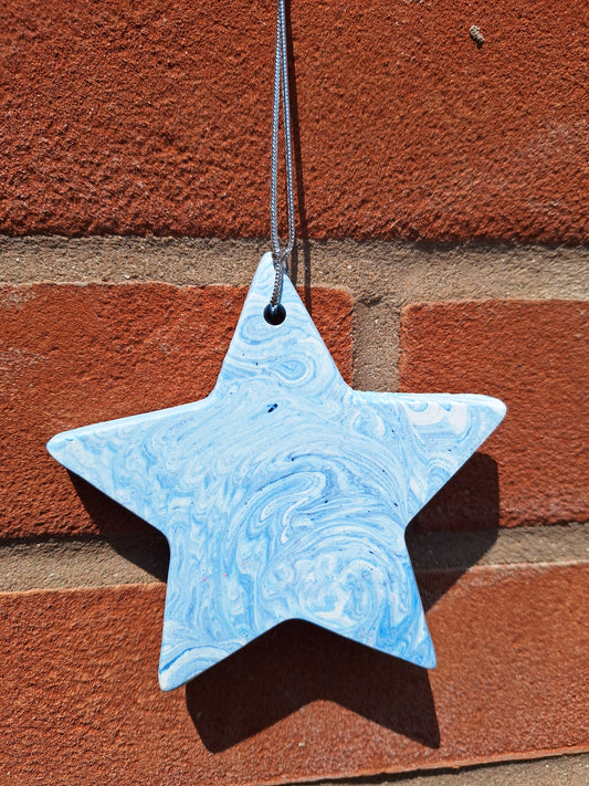 Starr in Blue Jesmonite 10cm Hanging Star Decoration