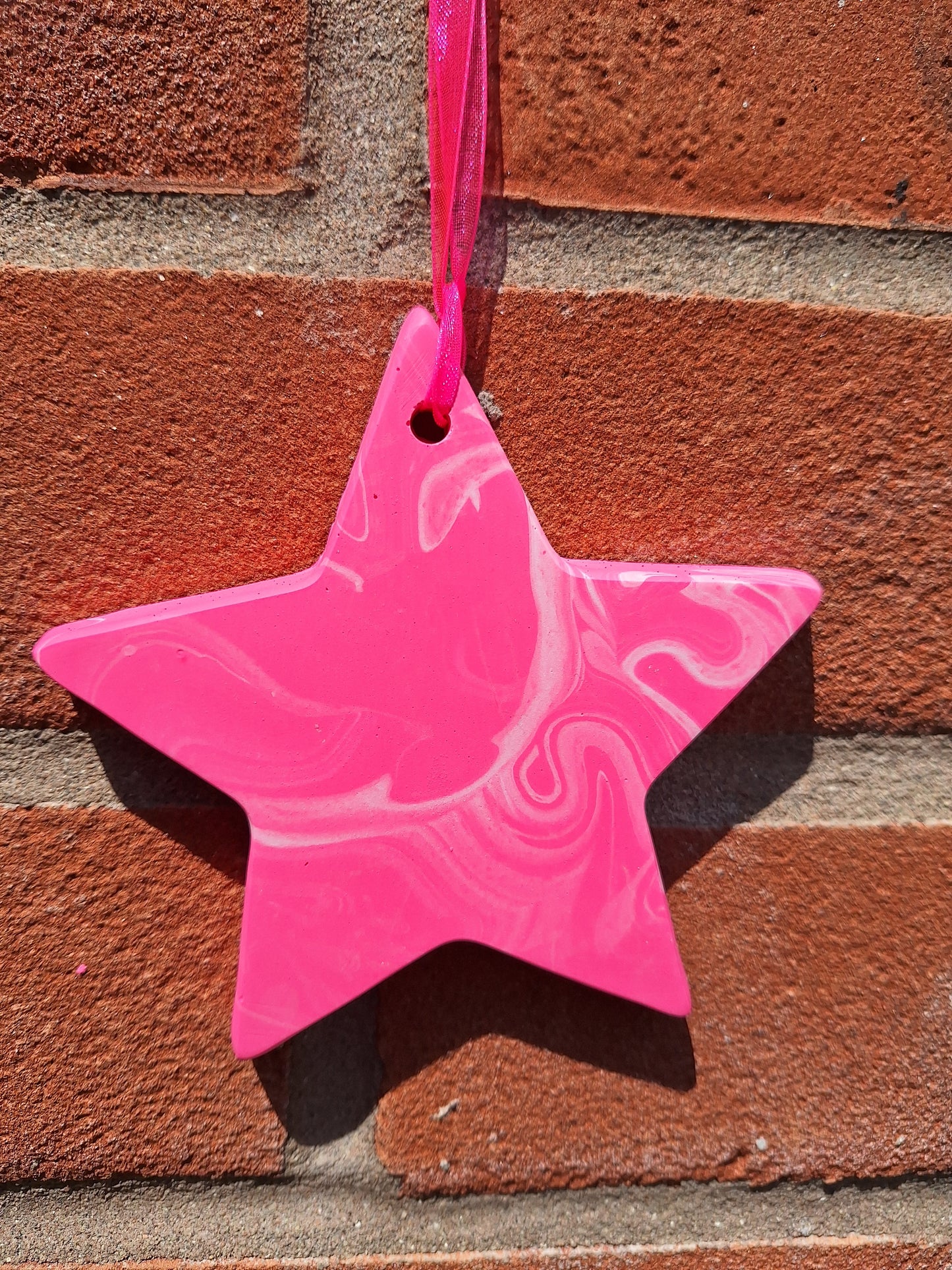 Starr in Neon Pink Jesmonite 10cm Hanging Star Decoration