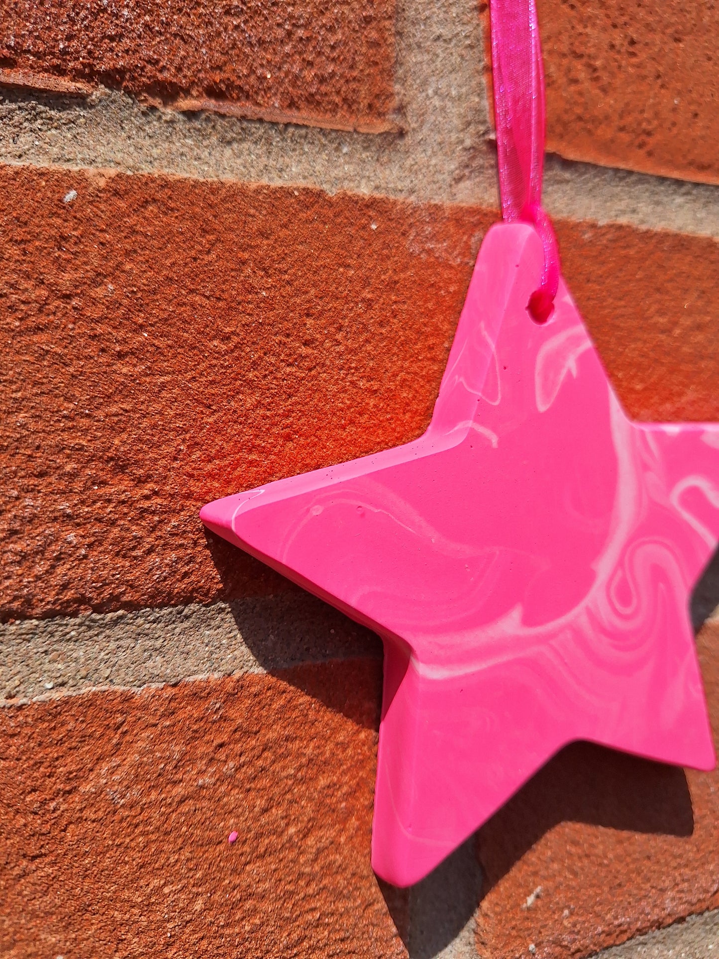 Starr in Neon Pink Jesmonite 10cm Hanging Star Decoration